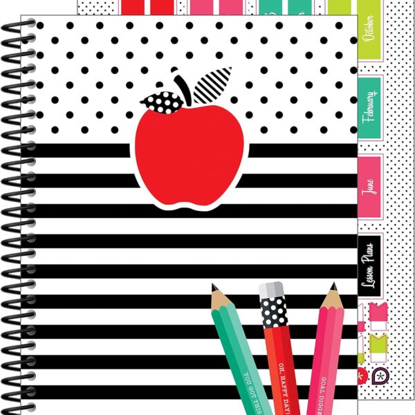 Schoolgirl Style Black, White and Stylish Teacher Planner—Undated Weekly/Monthly Lesson Plan Book and Record Organizer for Classroom or Homeschool (8 inches x 11 inches), multi (105029)