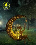 Solar Garden Statues Outdoor Decor, Fairy Moon Figurine Light Stake, Housewarming Ornament for Patio, Lawn, Yard, Pathway - Unique Gift Ideas for Gardening Mom Grandma - Image 7