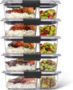Rubbermaid Brilliance Meal Prep Containers, 2-Compartment Food Storage Containers, 2.85 Cup, 5-Pack