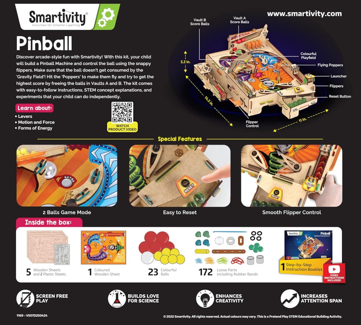 Smartivity DIY Pinball Machine Toy for Ages 8-99 Year Old | Award Winning Arcade Game | Birthday Gift Ideas for Kids & Adults | STEM Toy for Boys & Girls I Fun Family & Party Game - Image 7