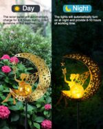 Solar Garden Statues Outdoor Decor, Fairy Moon Figurine Light Stake, Housewarming Ornament for Patio, Lawn, Yard, Pathway - Unique Gift Ideas for Gardening Mom Grandma - Image 4