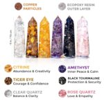 Healing Crystal Wand Set of 6 Orgonite – Includes 3” Amethyst Crystal, Tigers Eye, Rose Quartz, Black Tourmaline Stone, Citrine and Clear Quartz Orgone Crystal Plus Black Tourmaline Necklace - Image 2