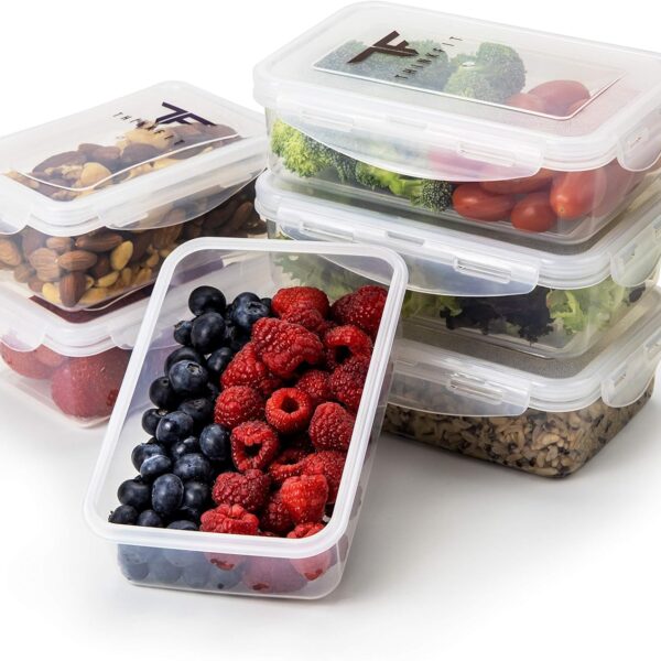ThinkFit Meal Prep Containers, BPA Free - Airtight Food Storage Containers Best for Meal Prepping & Portion Control - Reusable, Stackable, Microwavable, Dishwasher & Freezer Safe (6 Piece Set)