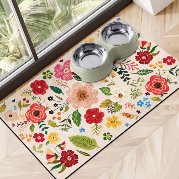 Dog Food Mats for Floors, Absorbent Quick Dry Pet Cat Food Mat, Dog Bowl Mats for Food and Water Dispenser Mat, Eco-Friendly Dog Accessories Pet Supplies 16"x24"