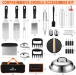 38PCS Griddle Accessories Kit, Professional Grill Tools Set for Outdoor Barbecue, Stainless Steel Griddle Spatula Set with Tongs, Smash Burger Press, Carry Bag, Perfect Grilling Gifts - Image 2