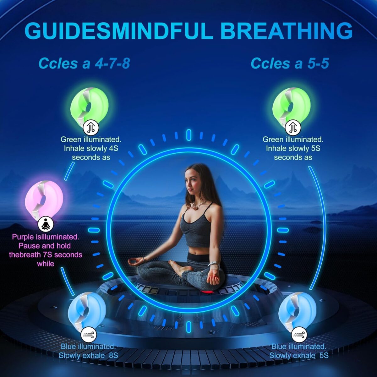 Mindfulness Gifts,Guided Visual Meditation Breathing Tool, Stress Relief Gifts for Women & Night Light for Anxiety Relief,Sleep Aid Device,Self Care Relaxation Gifts for Women Men Kids - Image 2
