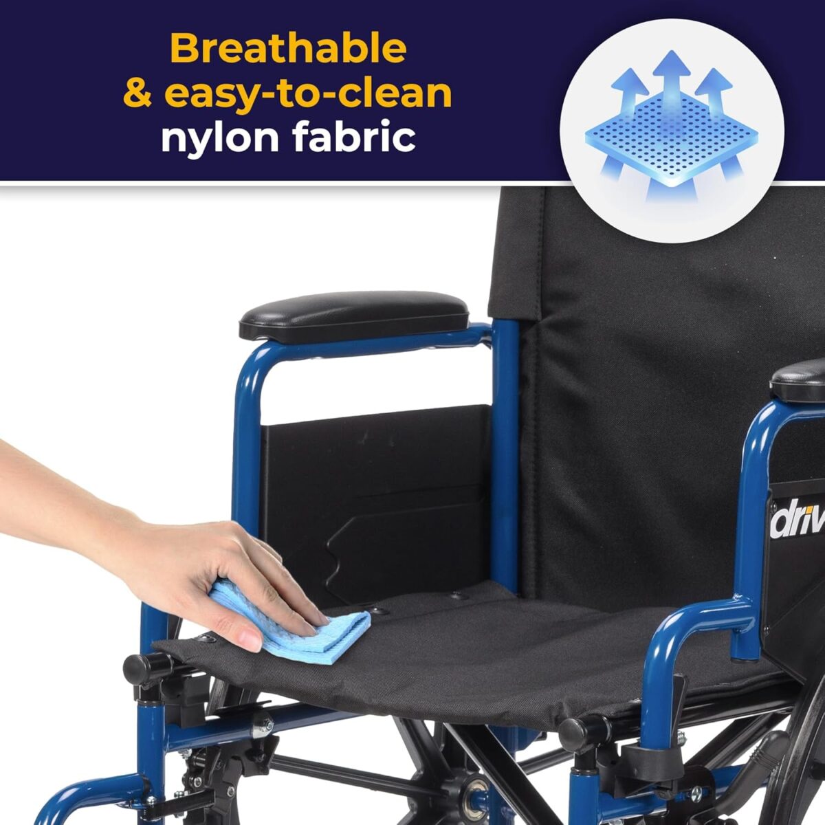 Drive Medical Blue Streak Wheelchair with Flip Back Desk Arms, Swing Away Footrests, 16 Inch Seat - Image 9