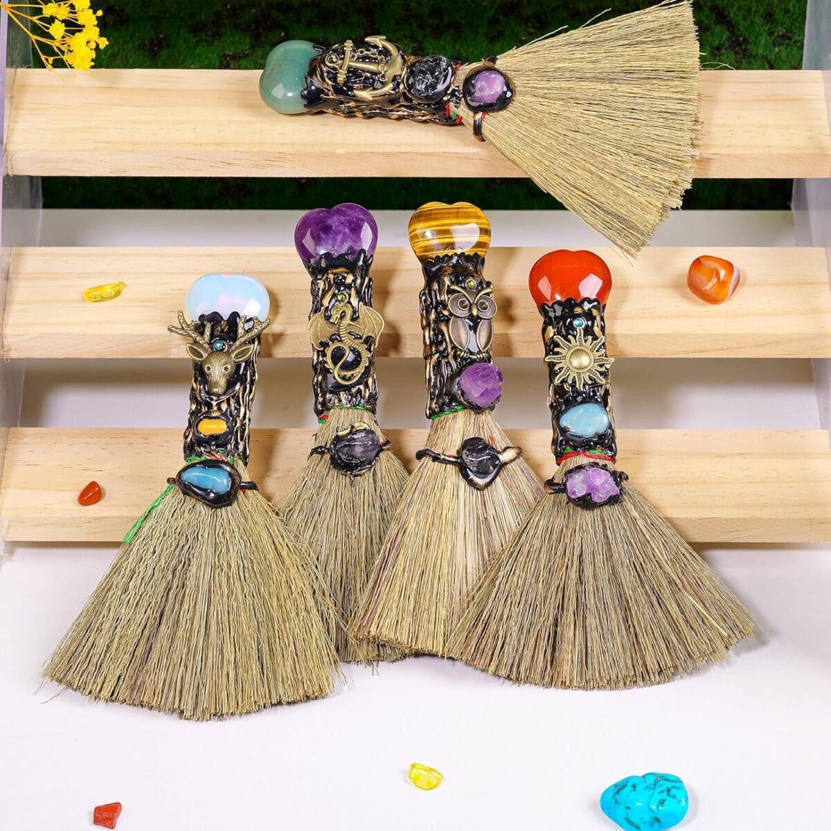 Natural Clear Quartz Magic Witch Broom - Handcrafted Love Crystal for Energy Cleansing & Chakra Balancing - Reiki Healing Tool with Positive Energy for Home, Office, Bedroom & Spiritual Decor Gift - Image 3