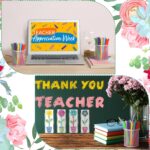 50 Set Teacher Appreciation Gift Bulk Inspirational Ballpoint Pens with Cards Motivational Flowerpot Shaped Cards Thank You Teacher Gift for Teacher School Office Supplies - Image 7