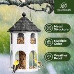 Kingsyard Metal Bird Feeder for Outdoor Hanging, Wild Bird Feeders with Circular Perch, Easy to Clean & Refill, 4 lbs Large Seed Capacity, White - Image 2