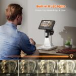 Elikliv Microscope, LCD Digital Coin Microscope 1000x, Coin Magnifier with 8 Adjustable LED Lights, PC View Compatible with Windows/MacBook, EDM4, 4.3 Inch - Image 7