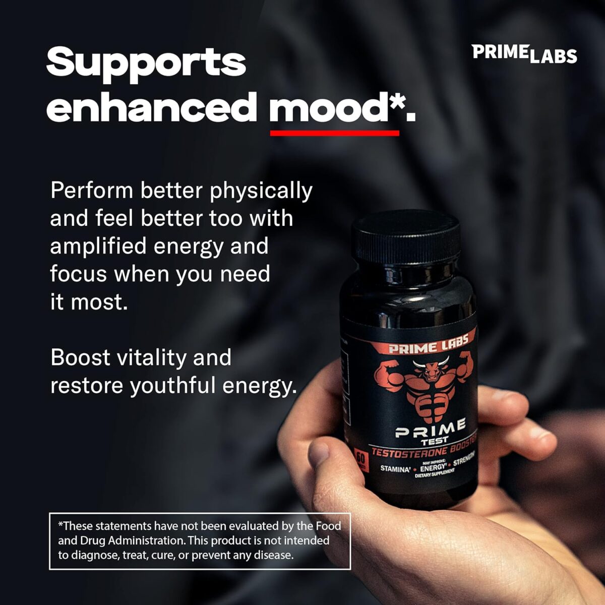 Prime Labs Men's Testosterone Booster - Stamina, Endurance, & Strength - 60 Caplets - Image 5