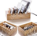 Prosumer's Choice Wooden Charging Station Organizer - 5-Port Base for Phones, Tablets and Laptops - Multi-Device Docking Station with Removable Divider Slots - Cord Box with Cable Management - Bamboo - Image 4