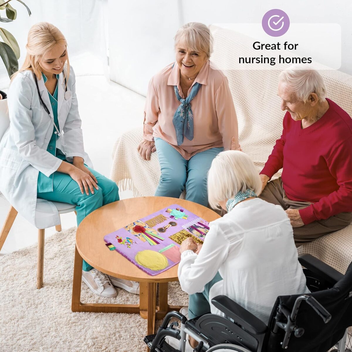 Fidget Blanket for Dementia | Calming & Comforting Dementia Activities for Seniors | Dementia Products for Elderly | Sensory Blanket | Helps with Alzheimer’s, Dementia, Asperger’s, Autism, Anxiety - Image 4