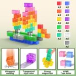 64PCS Magnetic Blocks Building Toys - Transparent Rainbow Magnetic Cubes Set, Outdoor Sensory Autism STEM Toys Gifts for Kids Aged 3+ Year Old Boys & Girls - Image 6