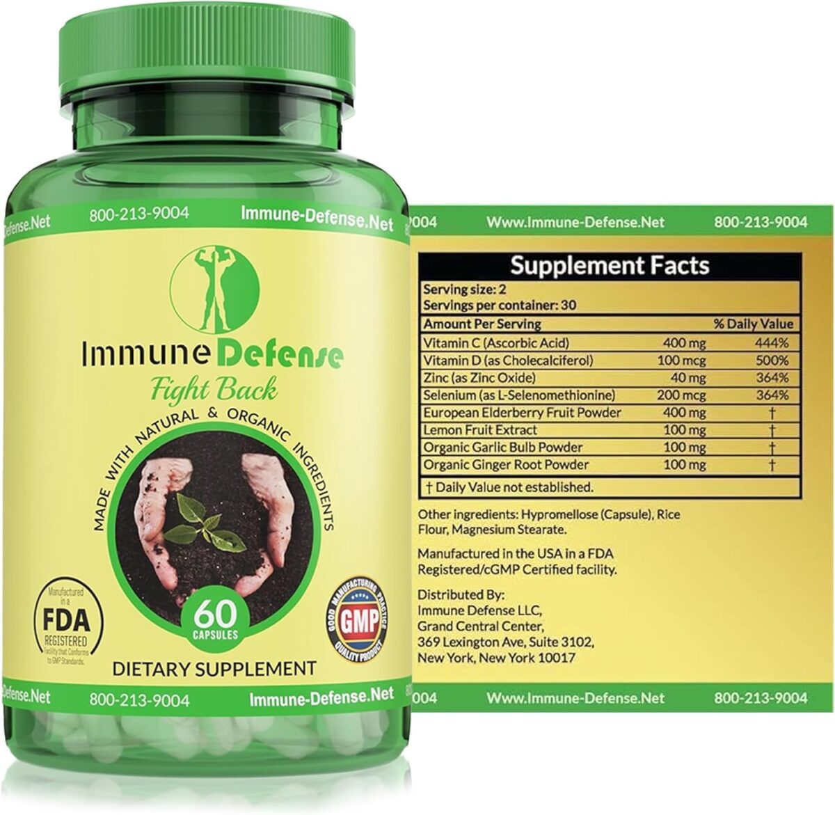 Immune Support Supplement - Natural & Organic Immune Boosters for Adults - Immunity Support with Vitamin C & Vitamin D, Garlic, Ginger, Lemon, Elderberry, Selenium & Zinc - 60 Capsules - Image 4