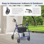 Drive Medical R728BL Foldable Rollator Walker with Seat, Blue - Image 3