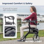 Drive Medical Nitro Sprint Foldable Rollator Walker with Seat, Standard Height Lightweight Rollator with Large Wheels, Folding Rolling Walker, Walker Rollator with Seat, Black - Image 6