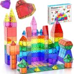 PicassoTiles Magnetic Tiles 60pcs Kids Toys Classroom Sensory Toy for Toddlers STEM Learning Building Blocks, Montessori Pretend Play Magnet Tile Construction Stacking Block Boys Girls Ages 3+ PT60
