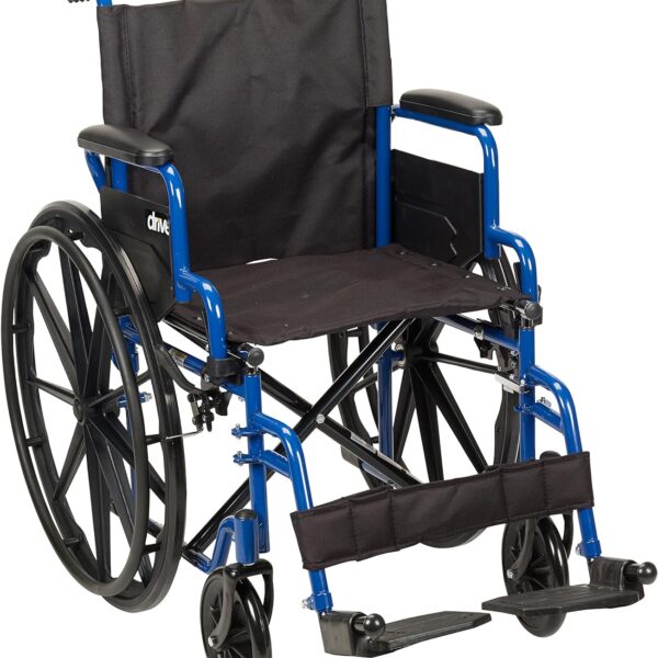 Drive Medical Blue Streak Wheelchair with Flip Back Desk Arms, Swing Away Footrests, 16 Inch Seat