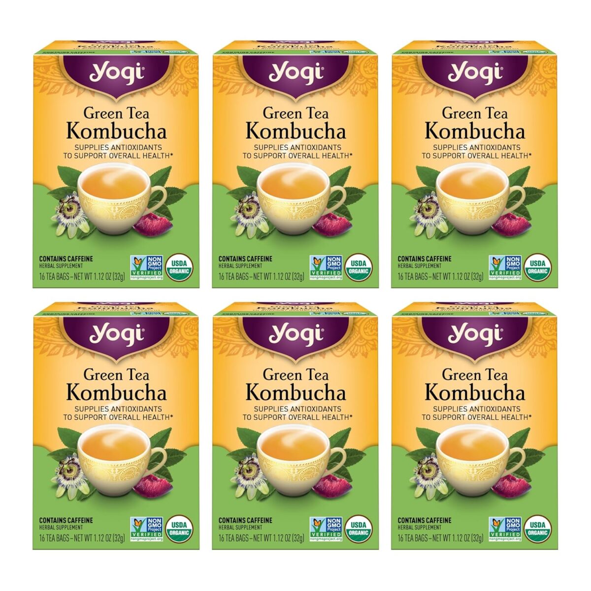 Yogi Tea - Green Tea Kombucha (6 Pack) - Supplies Antioxidants to Support Overall Health - Contains Caffeine - 96 Organic Green Tea Bags - Image 1