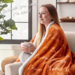 Chanasya Premium Sympathy Warm Hugs Gift Throw Blanket - Healing Gift Cancer Chemo Survivor Get Well Caring Gifts - Comfort Gift Blanket for Love Support Strength -Women Men Friend Grandma - Orange - Image 3
