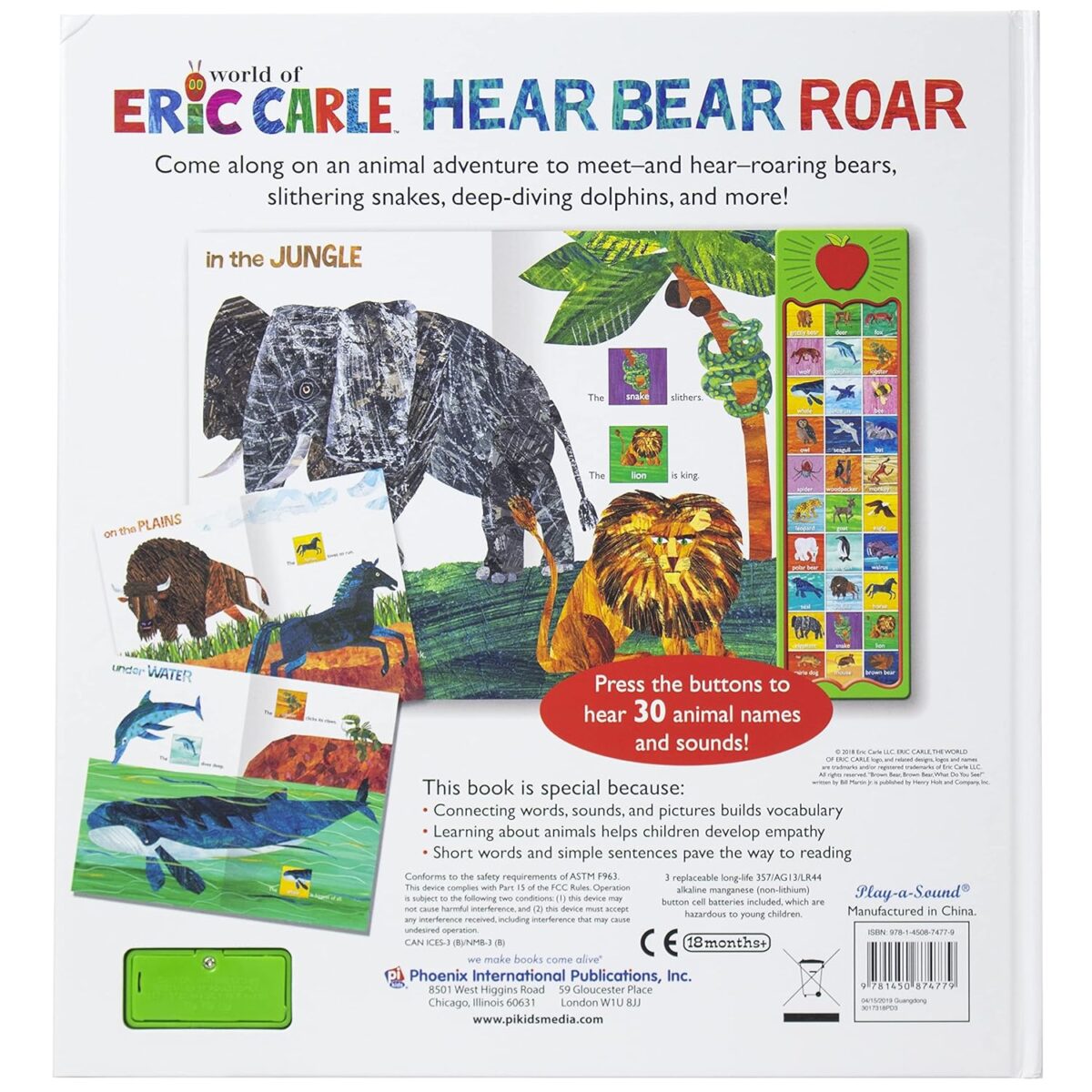 World of Eric Carle, Hear Bear Roar 30-Button Animal Sound Book - Great for First Words - PI Kids - Image 2