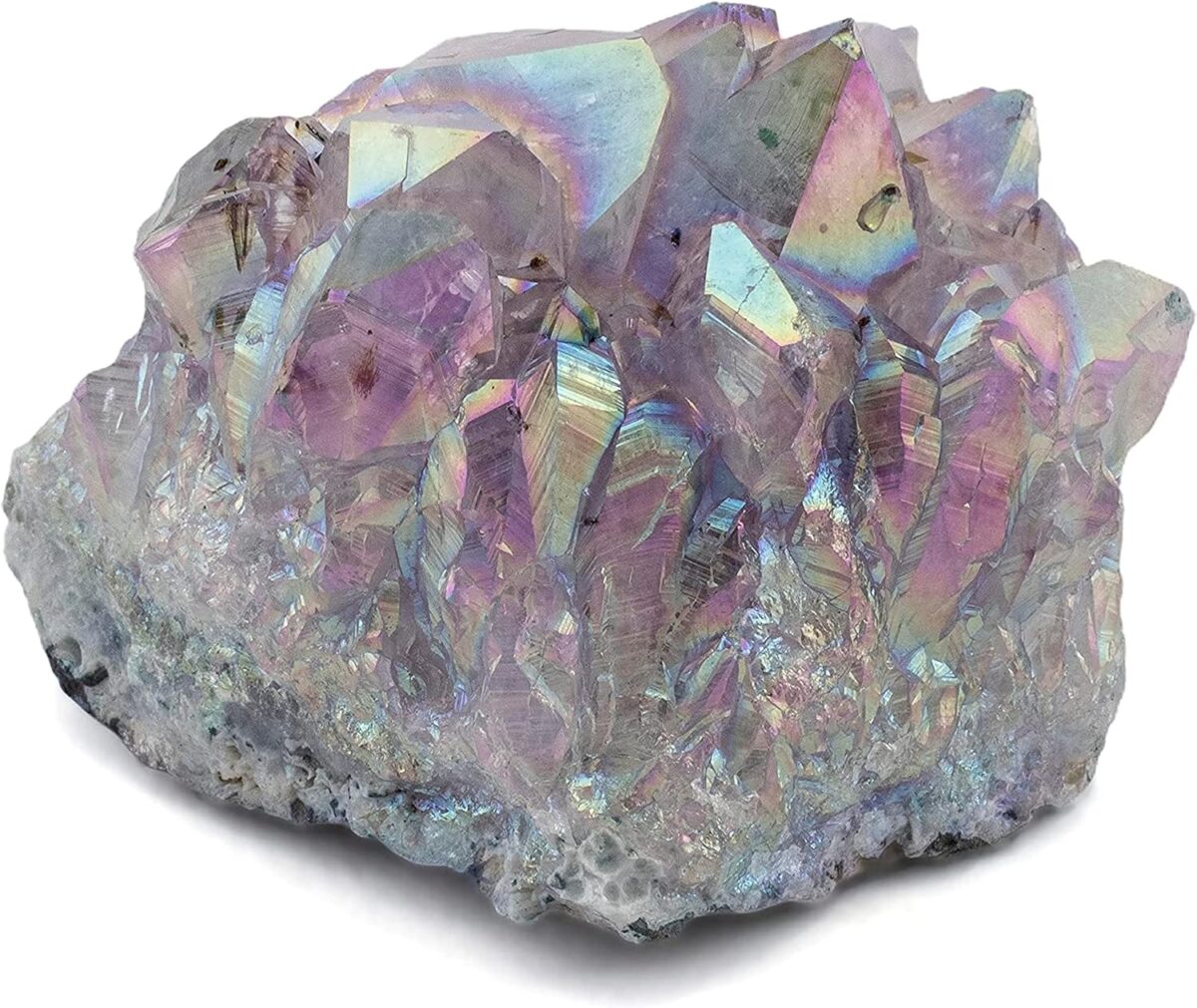 KALIFANO Angel Aura Amethyst Geode - Titanium Bonded High Energy Amatista Crystal - Natural Reiki Wicca Rock with Healing and Calming Effects (Family Owned and Operated) - Image 1