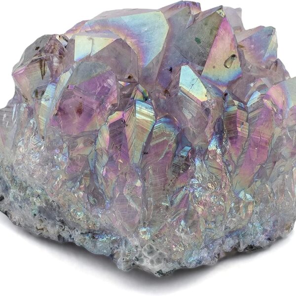 KALIFANO Angel Aura Amethyst Geode - Titanium Bonded High Energy Amatista Crystal - Natural Reiki Wicca Rock with Healing and Calming Effects (Family Owned and Operated)