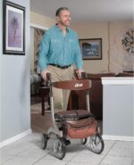 Drive Medical RTL10266CH-HS Nitro DLX Foldable Rollator Walker with Seat, Champagne (Brown) - Image 5