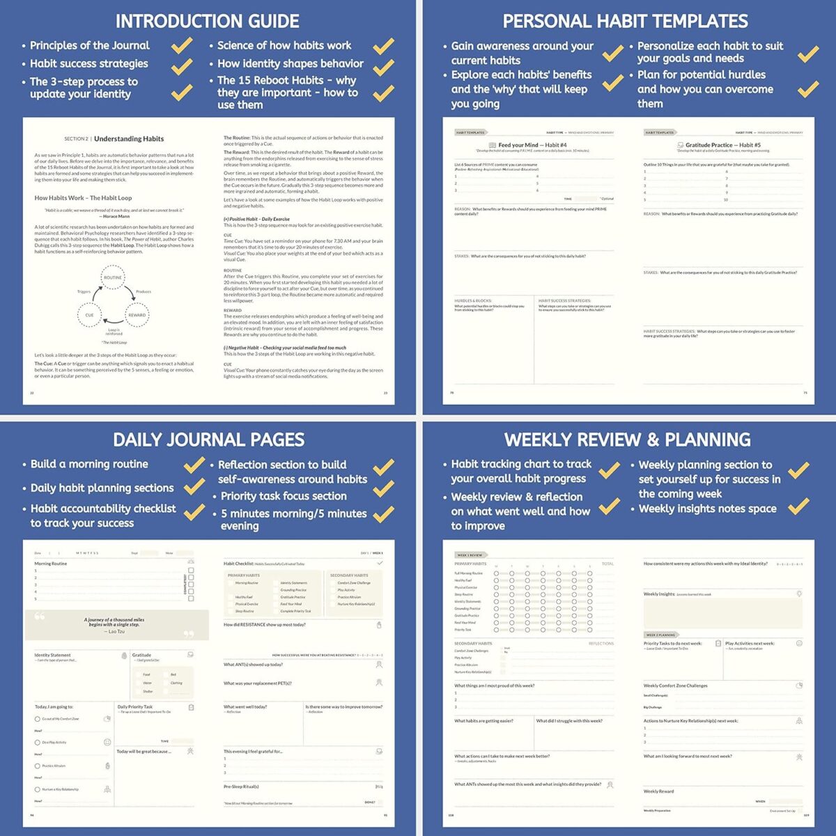 The Reboot Journal - Habit Journal for Building Positive Life Changing Habits - Guided Daily Self Improvement Blueprint with Habit Tracker - Accelerate Your Personal Growth - Undated Wellness Journal - Image 7