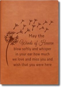 Memorial Gift May The Winds Of Heaven Blow Softly Leather Journal Notebook Remembrance Gift Bereavement Gift (Dandelion-Brown)