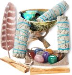 Sage Smudge Kit ~ 3 White Sage Bundles ~ 8 Healing Chakra Stones ~ Abalone Shell & Stand ~ Smudging Feather ~ Cleanse Guide/Blessings ~ Smoke Cleansing Smudge Sticks Healing Growing Manifesting - Image 6