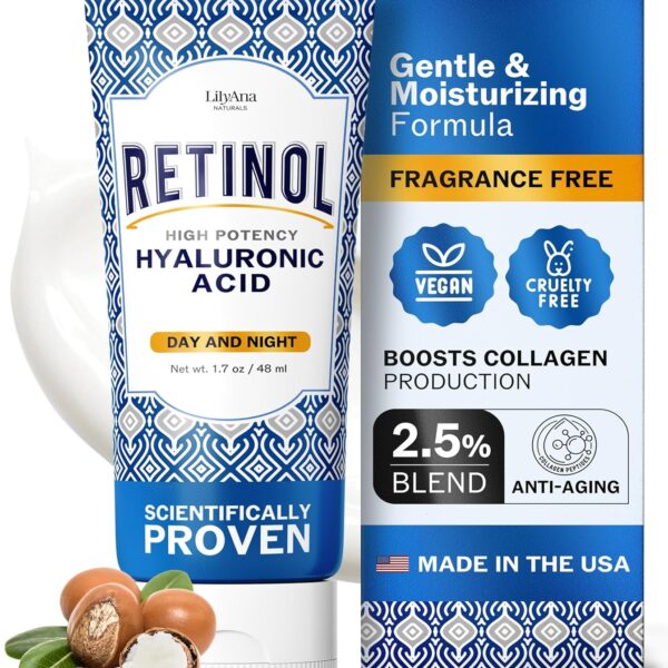 LilyAna Naturals Anti Aging Retinol Face Cream for Women – Wrinkle & Neck Cream for Firming, Retinol Moisturizer for Face with Hyaluronic Acid, Hydrating Night Cream for Fine Lines, Collagen Boost