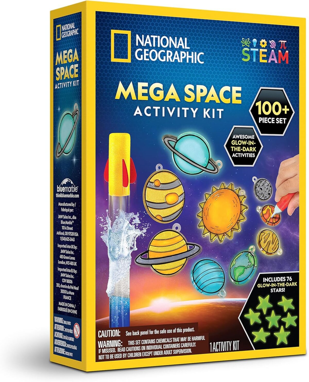 National Geographic Mega Space Activity Kit - Glow in The Dark Science Craft Kit for Kids with 100+ Pieces, Launch a Rocket, Create Glowing Constellations, Paint a Solar System & More - Image 1