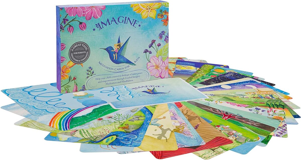 Imagine Meditation Cards for Kids - Award-Winning Mindfulness kit of XL Cards with Calming Guided Meditations for Empowerment, Focus and Relaxation. Great for Parents, Teachers and Therapists. - Image 3
