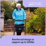 Medline Bariatric Heavy Duty Steel Rollator Supports up to 500 lbs, Strong, Comfortable Rolling Walker with 8 inch Wheels - Image 3