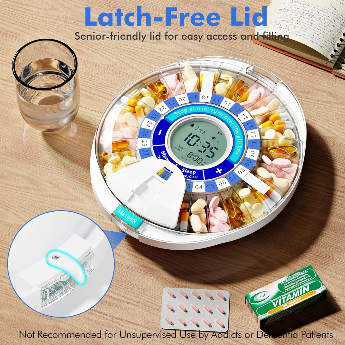 Upgraded Automatic Pill Dispenser for Elderly with Alarm, Smart Pill Dispenser Machine with 28-Slot, Mix-Proof Tech & XL LCD, Enhanced Durability for Daily Medicine Management - Image 7