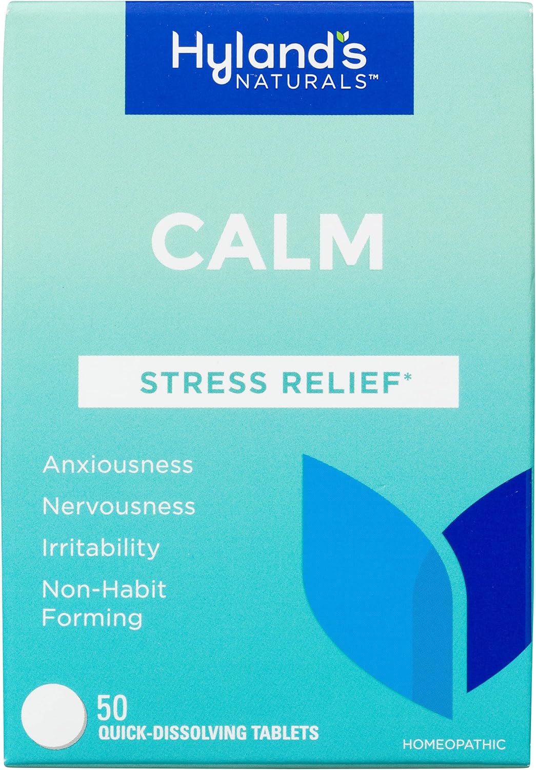 91KVbnehCjL._AC_SL1500_.jpg Hyland's Calm Tablets, Stress Relief Supplement, Natural Relief Of Anxiousness, Nervousness, And Irritability, 50 Count (Pack of 1, 50 Count Total) - Image 1