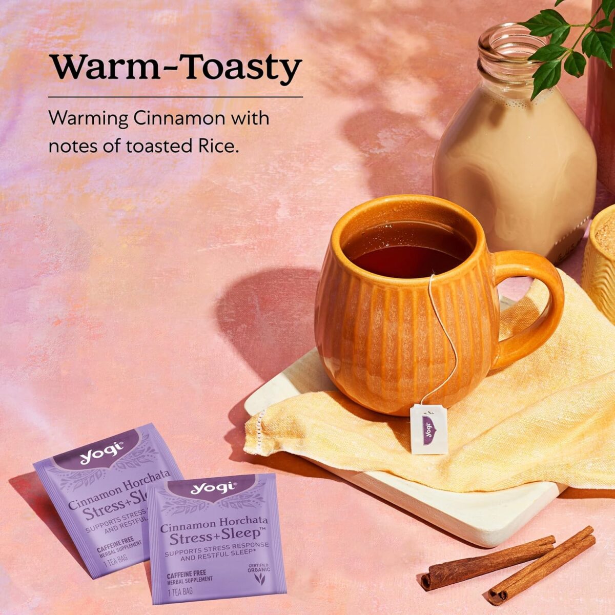 Yogi Tea Cinnamon Horchata Stress & Sleep - 16 Tea Bags per Pack (4 Packs) - Organic Sleep Tea - Supports a Restful Sleep - Includes Ashwagandha, Passionflower & Apple Cider Vinegar - Image 4