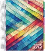 Deluxe 2025 Planner, 8.5"x11": 14 Months (November 2024 - December 2025), Includes Page Tabs, Bookmark, Planning Stickers, Pocket Folder Daily Weekly Monthly Planner Yearly Agenda (Rainbow Oak)