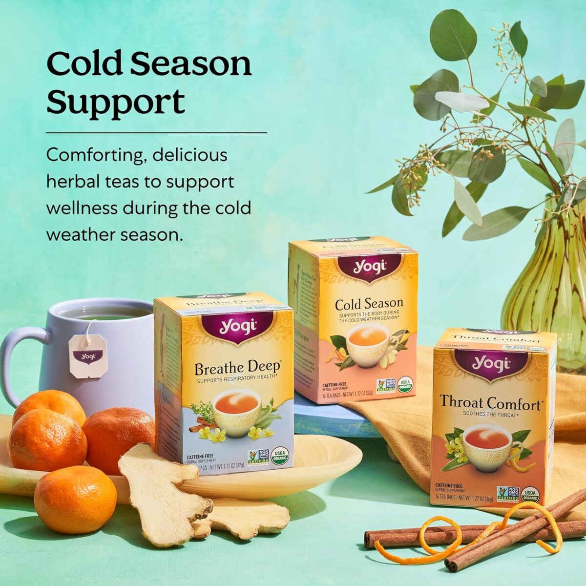 Yogi Tea Immune Support Tea Variety Pack - 16 Tea Bags per Pack (3 Packs) - Immunity Support Tea Sampler Set - Sweet Lemon Everyday Immune Tea, Honey Chai Turmeric Vitality Tea & More - Image 6