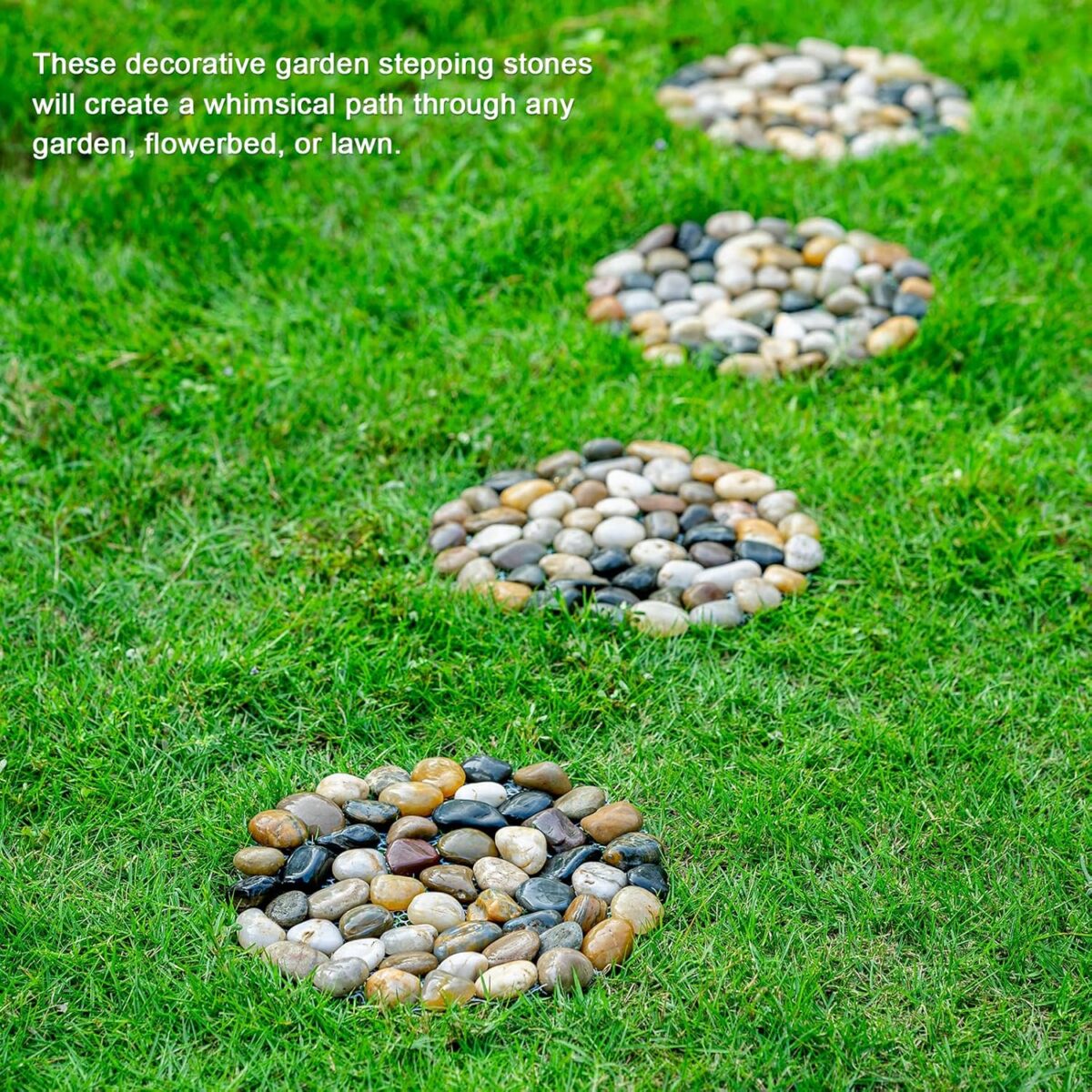 6 PCS River Rock Stepping Stones Outdoor, 9 Inch Round Pavers Pebbles Polished Gravel for Garden Walkway - Image 7