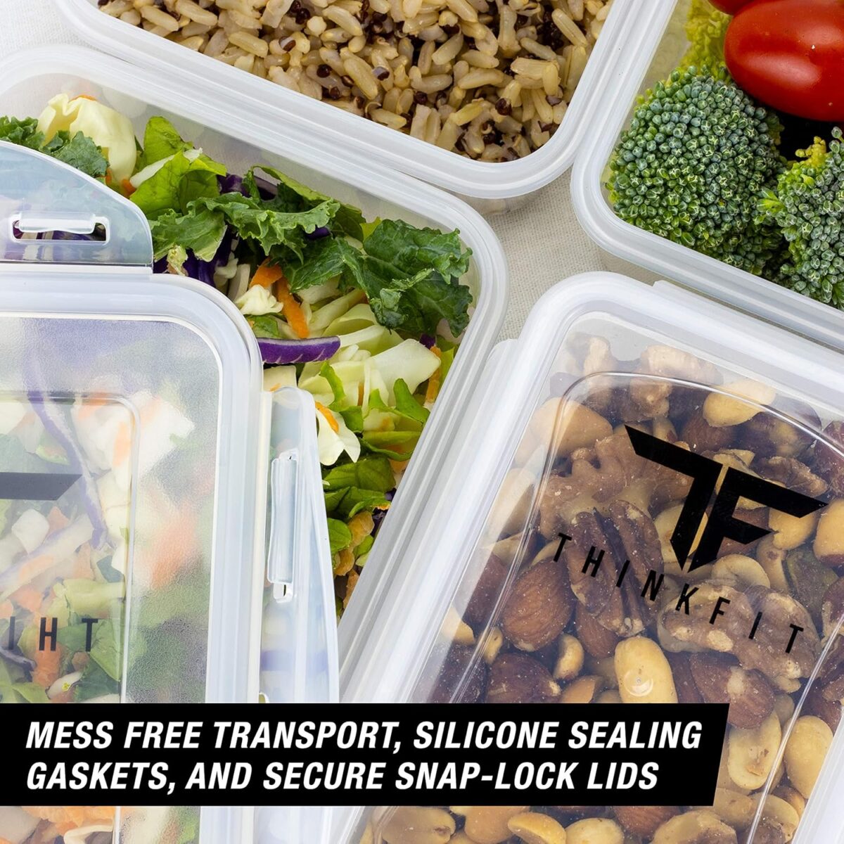 ThinkFit Meal Prep Containers, BPA Free - Airtight Food Storage Containers Best for Meal Prepping & Portion Control - Reusable, Stackable, Microwavable, Dishwasher & Freezer Safe (6 Piece Set) - Image 5