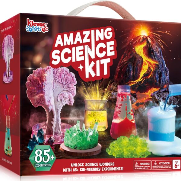 Klever Kits Amazing Science Kits- 85+ Experiments Educational Toys, STEM Activities with Erupting Volcano and Growing Crystal Tree for Kids Aged 6 7 8+