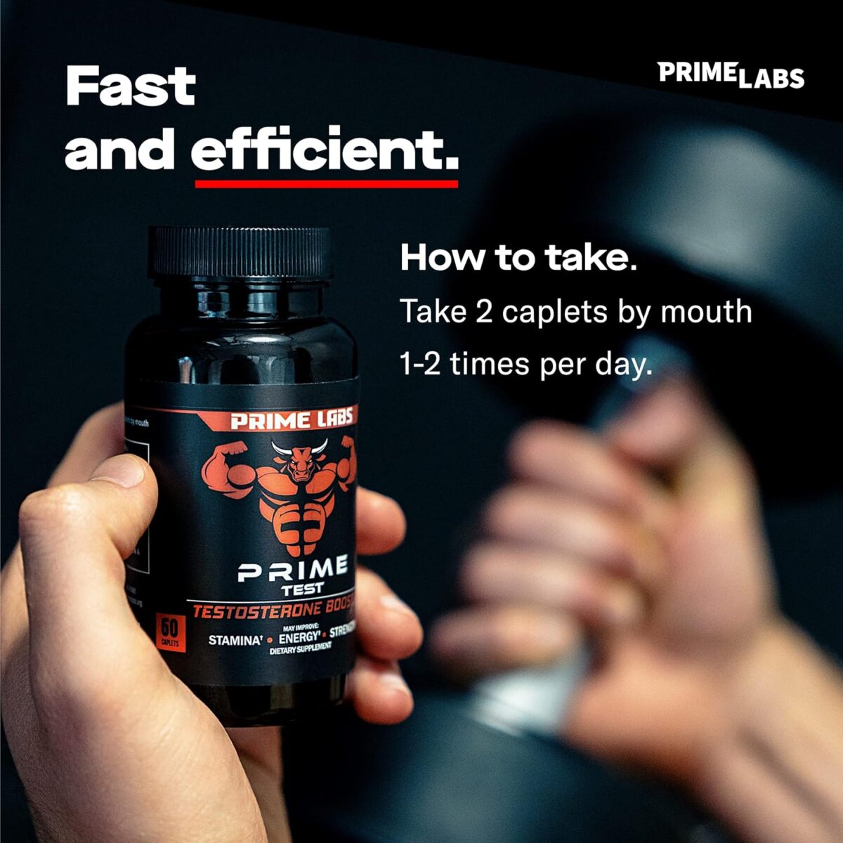 Prime Labs Men's Testosterone Booster - Stamina, Endurance, & Strength - 60 Caplets - Image 2