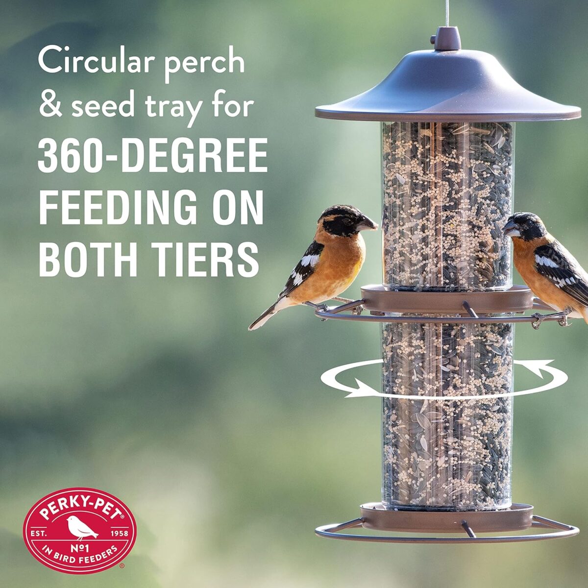 Perky-Pet 325SCOMBO-1SR Large 2-Tier Outdoor Panorama Wild Bird Feeder with Hanging Hook - 4.5 lb Seed Capacity - Image 5