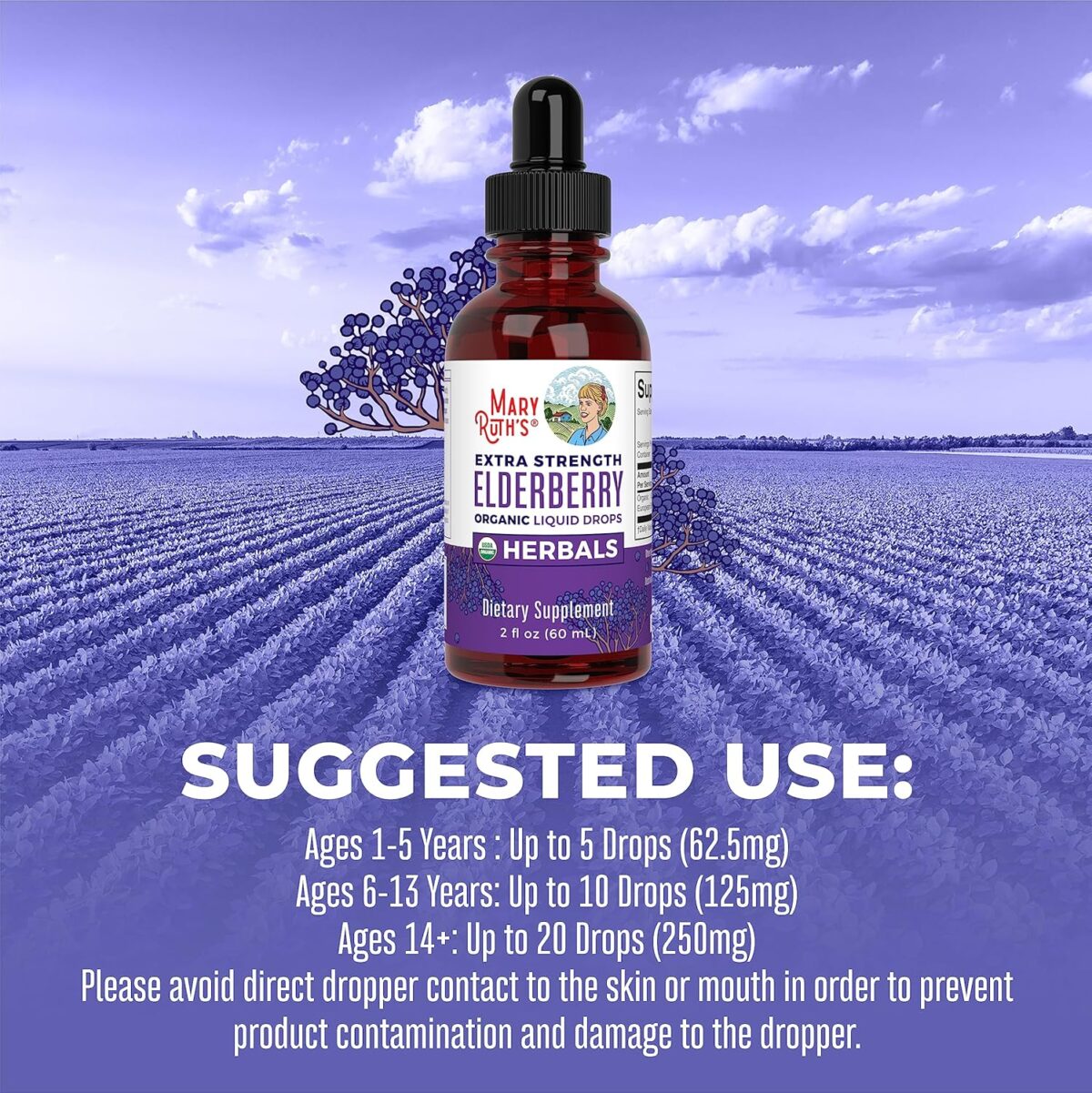 MaryRuth Organics Elderberry Syrup Extra Strength, USDA Organic Elderberry, Sugar Free Adults & Kids Immune Support Supplement for Ages 1+, Clean Label Project Verified®, Vegan, Gluten Free, 2 Fl Oz - Image 4