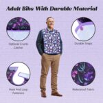 Adult Bibs - 3 Pcs Washable Clothing Protector with Crumb Catcher, Reusable Waterproof Large Feeding Adult Bib - Image 3