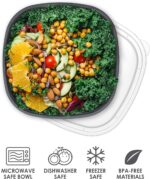 Bentgo Prep - 1-Compartment Bowls with Custom Fit Lids - Reusable, Microwaveable, Durable BPA-Free, Freezer and Dishwasher Safe Meal Prep Food Storage Containers - 10 Bowls & 10 Lids (Graphite) - Image 3